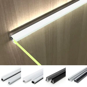 LED Aluminum Profile Clip Light for 5mm, 8mm, 10mm, and 12mm Cabinet Glass Shelves
