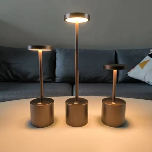 LED Aluminum Table Lamp Wireless Indoor Lighting Bar Restaurant Dinner Lamps with Battery Powered