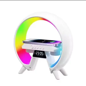 LED Audio Night Light with Speaker, WiFi, Wireless Charger, Clock, and Ambient Light