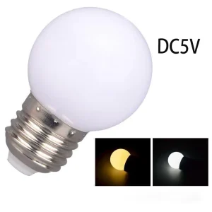 LED Bulb DC 5V USB Powered E27 Screw Base G45 Candle Bulb Plastic Garden Use 3000 Hours 3000K 6500K Dimmable CRI 80