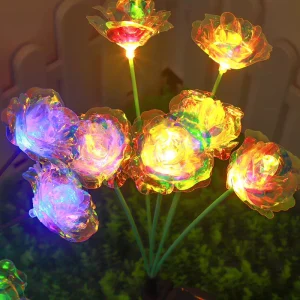 LED Butterfly Rose Lawn Lamp, Battery-Powered Simulated Bouquet Light