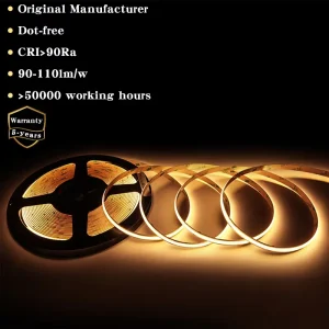 LED COB Strip 528 LEDs/m 12V 24V 5m/Roll 10mm 2700K 3000K 4000K 6500K IP20 IP67 Flexible Strip Light