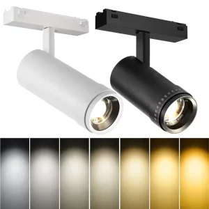 LED COB Track Spotlight with Adjustable Color Temperature for Exhibition Halls, Galleries, Hotels, and Living Rooms