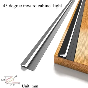 LED Cabinet Lamp, Ultrafine 45-Degree Oblique Illumination, DV12V, for Kitchen, Bedroom, Wardrobe, and Shelf Lighting