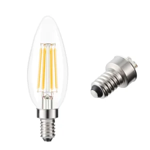 LED Candelabra Chandelier Bulb 2700K Warm White Edison Filament Glass Globe AC220V