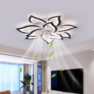 LED Ceiling Chandelier with Remote Control 5-Speed Fan Light for Living Room Dining Room Kitchen Bedroom