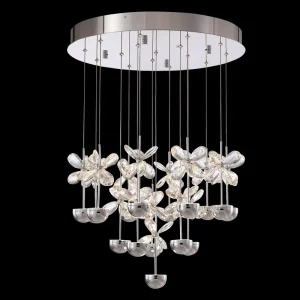 LED Ceiling Light Flower Crystal Design Stainless Steel for Living Room Kitchen AC Power