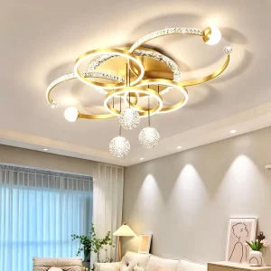 LED Ceiling Light for Bedroom, Living Room, Home Office, Tri-Color Chandelier with Remote Control