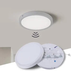 LED Ceiling Panel Light Flush Mount Motion Sensor CCT Adjustable 3000K-6500K IP33 for Indoor Use