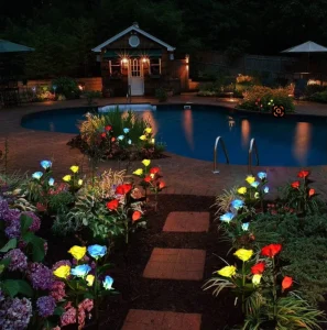 LED Christmas Decorative Solar Flower Night Lights IP65 Waterproof Garden Landscape Lamp for Outdoor Lawn Colorful LED Lights