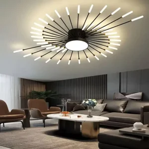 LED Circular Arc Fireworks Design Acrylic Ceiling Light for Bedroom, Dining Room, and Living Room