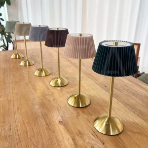 LED Cordless Pleated Table Lamp Touch Dimming Portable Rechargeable Lamp for Restaurant Banquet Wedding Bulk Order