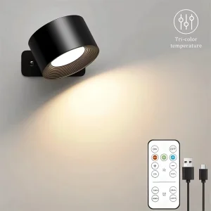 LED Cordless Rechargeable Magnetic Wall Lamp Dimmable 360 Rotation Indoor Wall Light with Remote Control