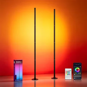 LED Corner Floor Lamp with RGBICW 16 Million DIY Colors and Ambient Lighting