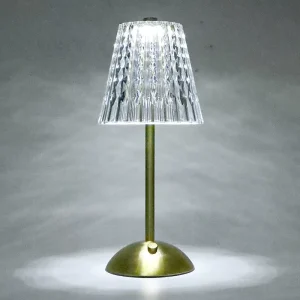 LED Crystal Table Lamp Light Luxury Built In Battery Touch Control Simple Retro for Restaurants Bars Cafes Hotels Bedroom