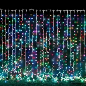 LED Curtain String Lights Waterproof Indoor Outdoor 8 Flashing Modes Wedding Party Christmas Garden Decor IP44 Rated RGB Color