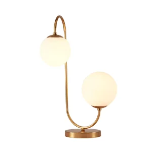 LED Desk Lamp Living Room Dinning Table Decorative Light Bedroom Bedside Study Dining Table Lamp with Double Glass Lampshade