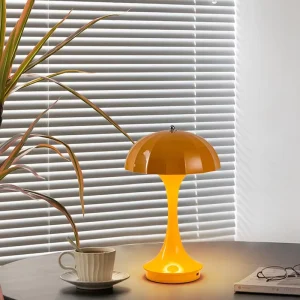 LED Desk Lamp Nordic Style Elegant Retro Vintage Orange Mushroom Table Lamp