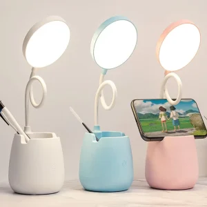 LED Desk Lamp for Home Office Dorm LED Desk Light with Pen Holder Eye Caring Table Lamp USB Night Light for Students Dorm