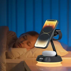 LED Desk Lamp with Wireless Charger Multi Function Table Night Light for Bedside Use for Mobile Phones