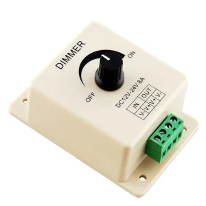 LED Dimmer Controller Switch DC12V/24V 8A Adjustable Brightness for Single-Color Lamps, Bulbs, and Light Strips