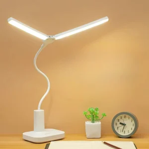 LED Double Head Table Lamp Eye Protection Plug-in Nightlight Flexible Adjustment Direction Study Desk Lamp