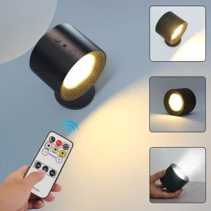 LED Double-Head Wall Lamp Touch Control Remote 360-Degree Rotatable USB Rechargeable Wireless Reading Light
