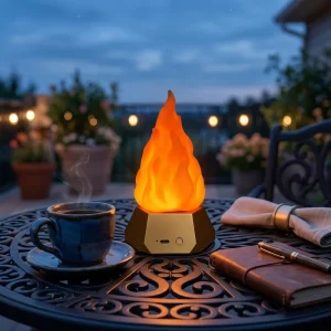 LED Flame Flickering Table Lamp 3 Modes Rechargeable Night Light for Kids Room Bedroom
