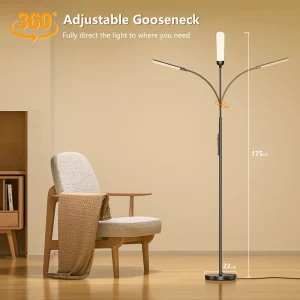 LED Floor Lamp 18W Standing Light with Remote Control 1200lm Dimmable Adjustable Floor Reading Lamp with 4 Color