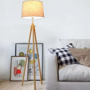 LED Floor Lamp Bedroom Living Room Office Simple Modern Japanese Style Solid Wood Cozy Standing Triangular Creative Personalized