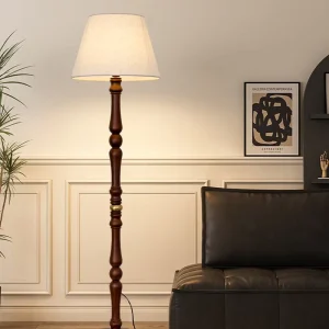 LED Floor Lamp Middle Ancient Style Wood Retro Elegant Design E27 for Hotel Living Room Bedroom