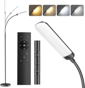 LED Floor Lamp Standing Light with Remote Control Floor Reading Lamp with 4 Brightness Levels for Living Room Bedroom Office