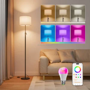 LED Floor Lamp with Remote Smart App Standing RGB Floor Lamp Multicolor Dimmable Creative Sofa Bedroom Decorative Floor Lamp