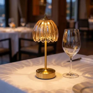LED Glass Bedside Table Lamp with Charging, Touch Control, and Three-Color Dimming