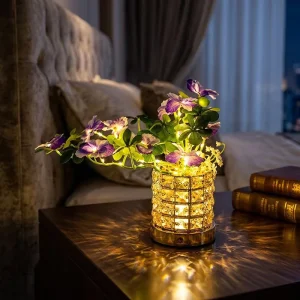 LED Glass Night Light with Tap Control, Adjustable Brightness, Warm White and Battery Power