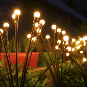 LED IP65 Waterproof Multi Head Star Shaped Solar Garden Lamp with Battery Included High for Patio
