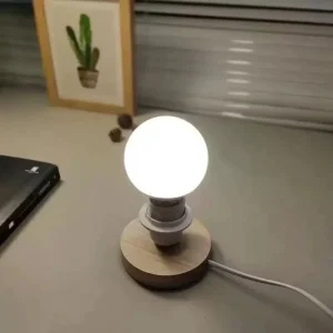 LED Lamp Stand Desk Lamp Holder UK E27 Socket Vintage EU Plug Bedside Lamp Wooden Base Table Light