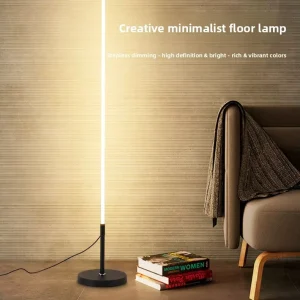 LED Line Floor Lamp Aluminum PVC Remote Control Stepless Dimming High Definition Brightness Living Room Bedroom Bedside