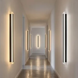 LED Linear Wall Sconce Modern Black Long Strip Wall Lamp for Living Room Corridor Office Indoor Home Lighting