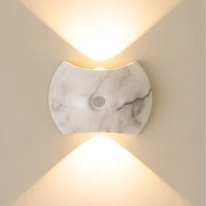 LED Marble Wall Lamp with Motion Sensor, Rechargeable Up-and-Down Magnetic Light for Foyer or Hallway