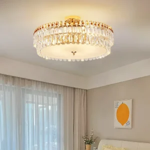 LED Metal Crystal Ceiling Lamp for Master Bedroom, Round