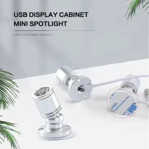 LED Mini Spotlight 360 Degree Rotated Plug-in Button Cable for Display Cabinet Jewelry Showcase and Accent Lighting