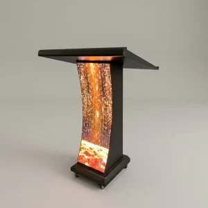 LED Mobile Lectern Display with Curved Screen Intelligent Lectern with LED Screen Portable Interactive Digital Podium for Speech