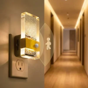 LED Motion Sensor Night Light, 0-100 lm, Dimmable Acrylic, for Hallway and Bathroom