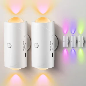 LED Motion Sensor Night Light 7 Colors Rechargeable Battery Wireless Magnetic Wall Lamp Cordless for Stairs
