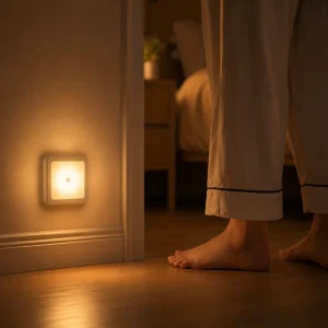 LED Motion Sensor Night Light Plug-in Warm White Auto On-Off Dusk-to-Dawn Nightlight for Bedroom Hallway Bathroom Stairway