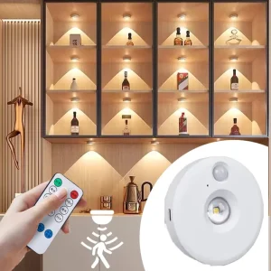 LED Motion Sensor Night Light Wireless Cabinet Light Dimmable USB-Rechargeable Lighting for Kitchen, Aisle, Bedroom, and Closet