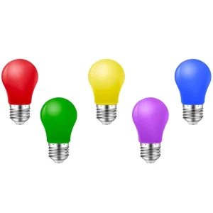 LED Multi Color Plastic Bulb Red Yellow Blue Green Orange Pink Purple White Festive Holiday Light Ultra Bright Residential