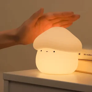 LED Mushroom Night Light Cartoon Design Touch Control Yellow White Dimmable Home Use Kawaii Desktop Lamp Bedroom Home Office