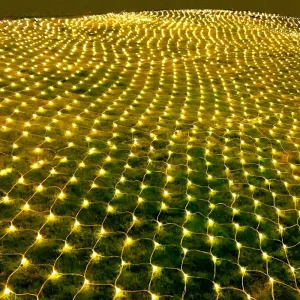 LED Net Mesh Lights Warm White Waterproof Connectable for Outdoor Indoor Christmas Decoration on Balcony Fence Garden IP65